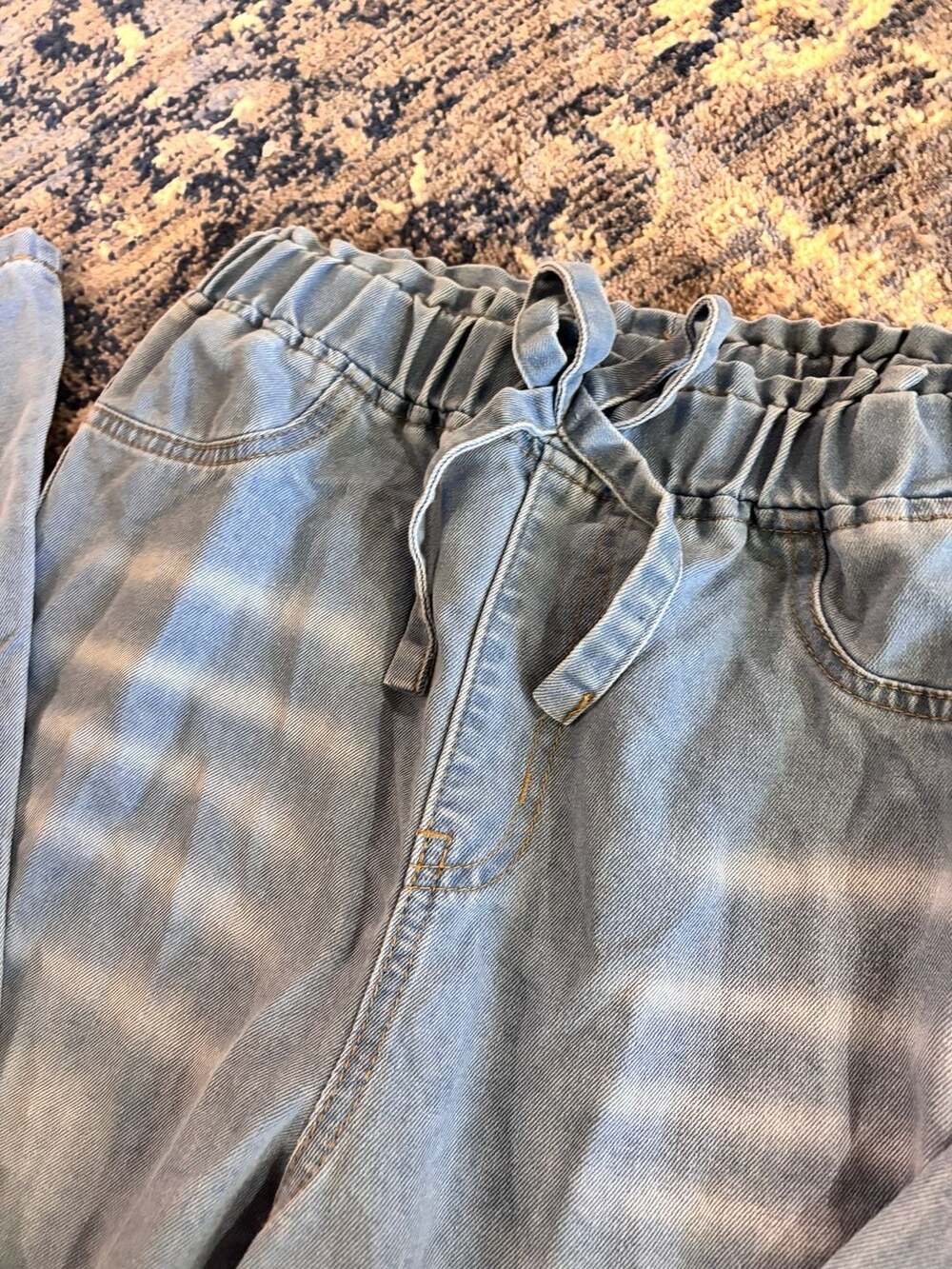 Denim Pants Size 13Y Light Wash Elastic Drawstring